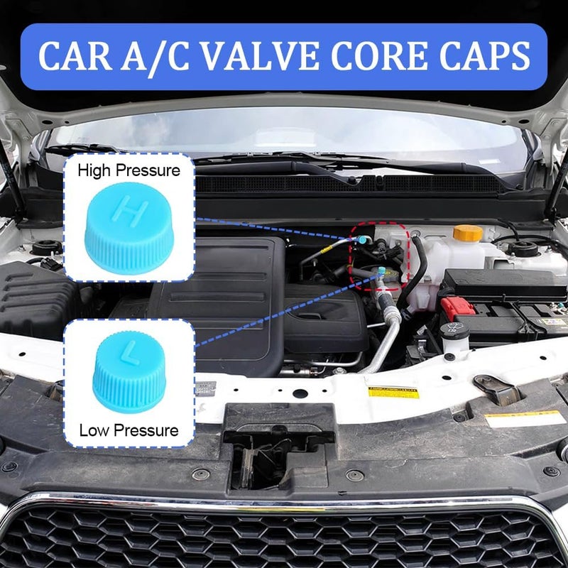 deemars Blue Replacement Valve Caps for Car Air Conditioning, Car Refrigerant Caps, Leakproof R134a AC System Charging Port Dust Cover, Auto High and Low Pressure AC Covers for Most Vehicles (4PCS) - Image 3